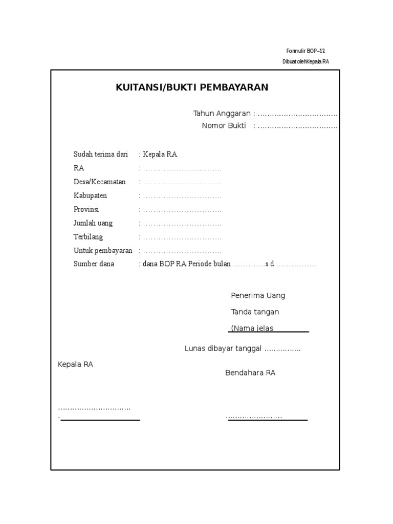 Contoh Kwitansi Pembayarandocx