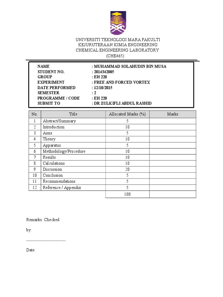 Free & Force Vortex (Full Lab Report) PDF Vortices Continuum