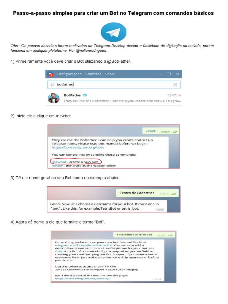Criando um Bot no Telegram: Guia Prático | PDF | Negócios | Computadores