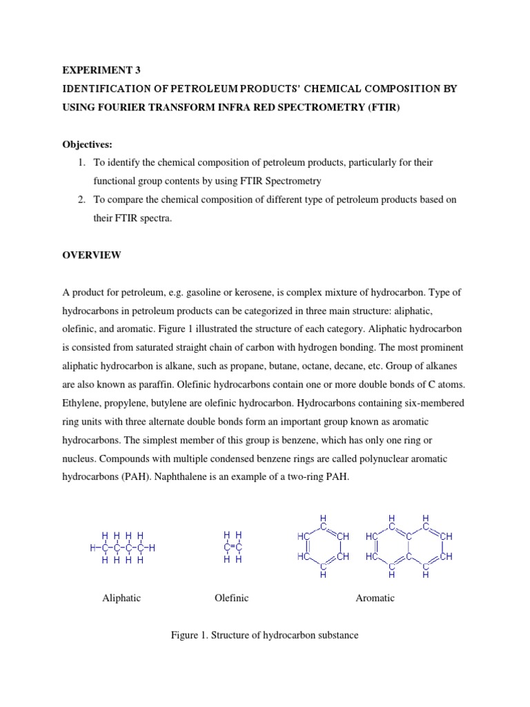 Experiment 3 Ftir PDF Infrared Spectroscopy Hydrocarbons