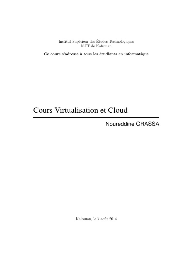 Cours sur Virtualisation et Cloud Computing | PDF