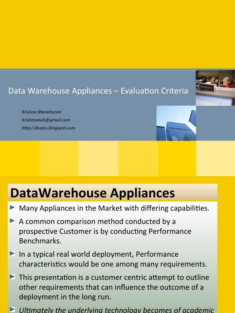 Data Warehouse Appliance Evaluation Guide | PDF | Data Warehouse ...