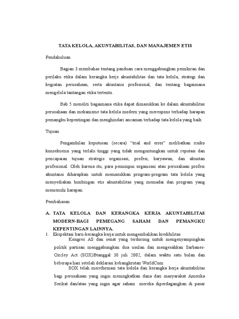 Tata Kelola dan Etika Akuntabilitas Modern | PDF