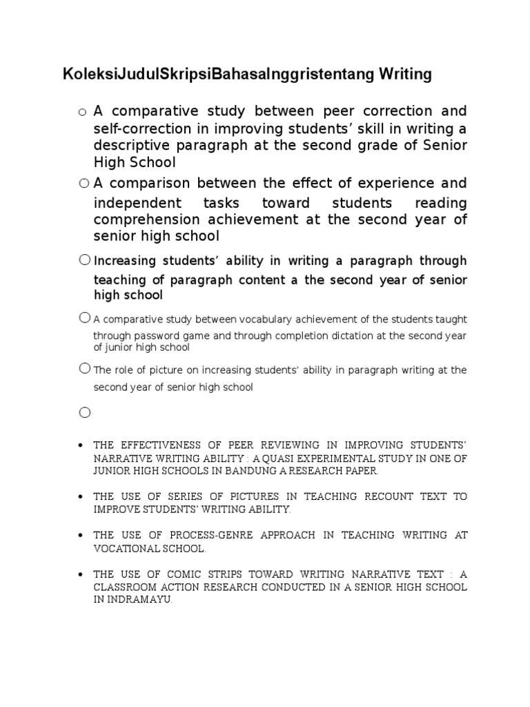 Koleksi Judul Skripsi Bahasa Inggris Tentang Writing
