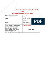 Schedule For Amendment Classes For Nov.2014 Exam With Revised Fee Structure