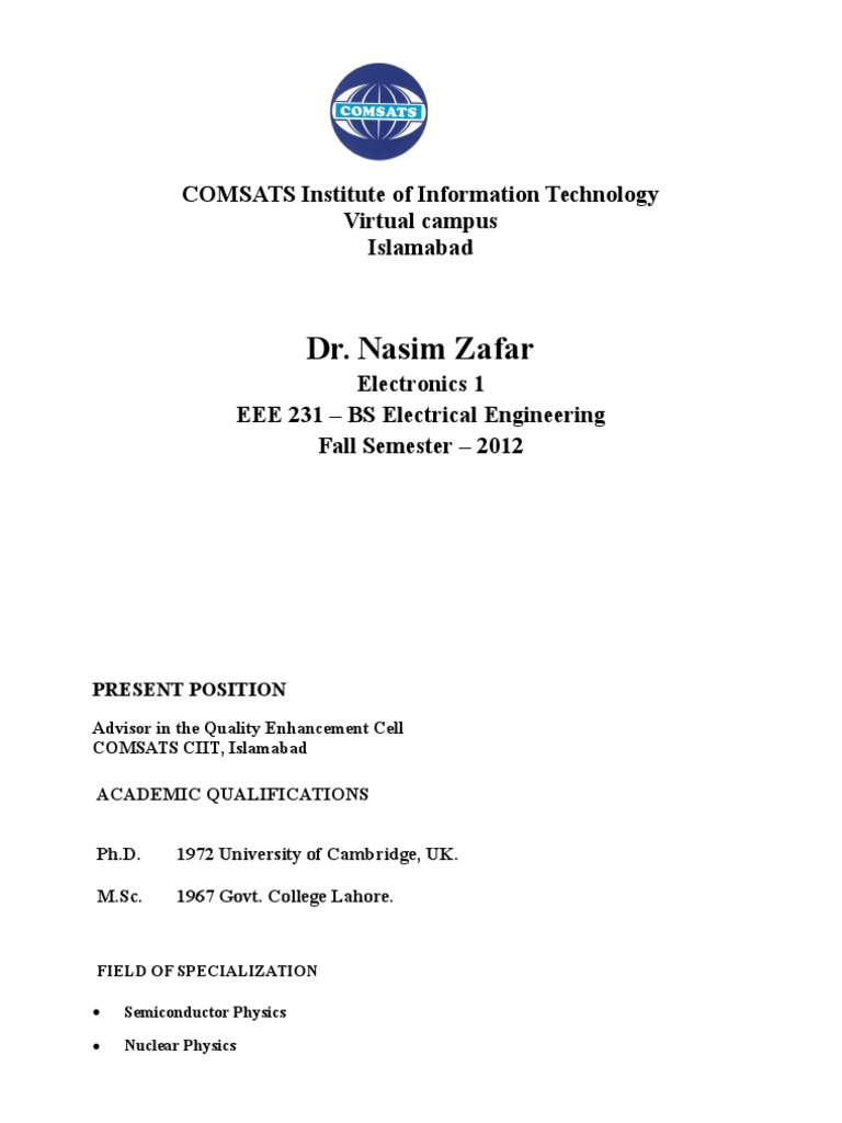 Electronics 1 Course Overview | PDF | Electrical Resistivity And ...