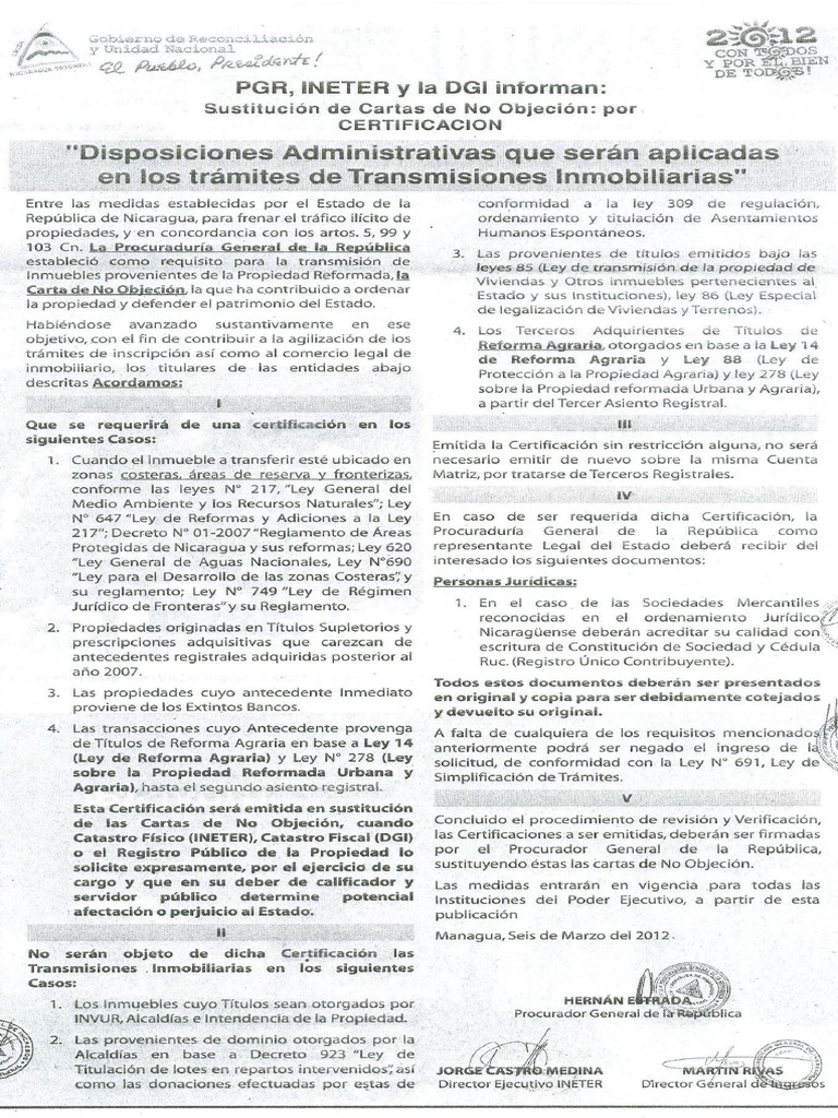 Circular de Carta de No Objecion PDF PDF