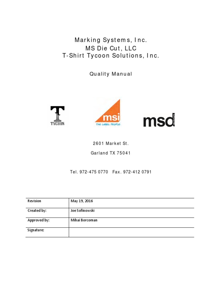 MSI Quality Manualgood.pdf  Business Process  Quality Management System