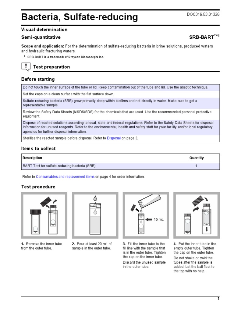 SRB-BART Test for Sulfate-Reducing Bacteria | PDF | Corrosion | Bacteria