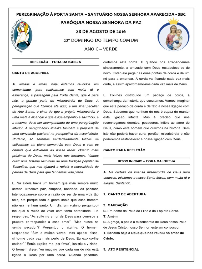 2 Folheto Da Missa Porta Santa Equipe de Liturgia PDF