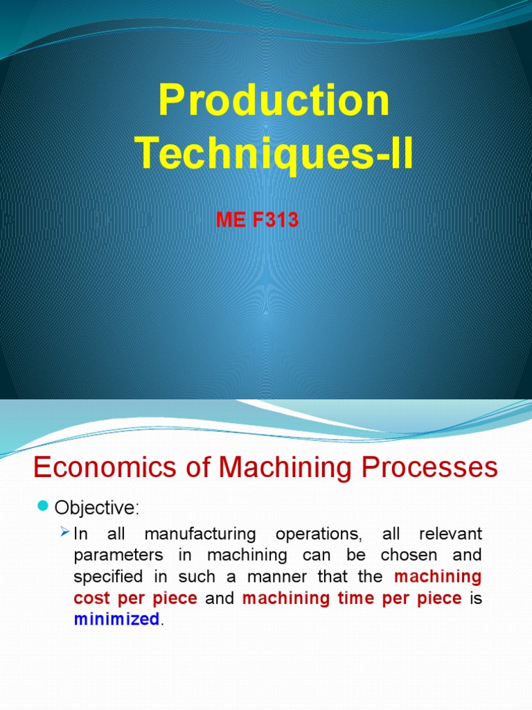 Economics of Machining Processes Explained | PDF | Technology & Engineering