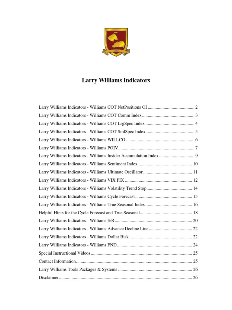Larry Williams Indicators Futures Contract Market Trend