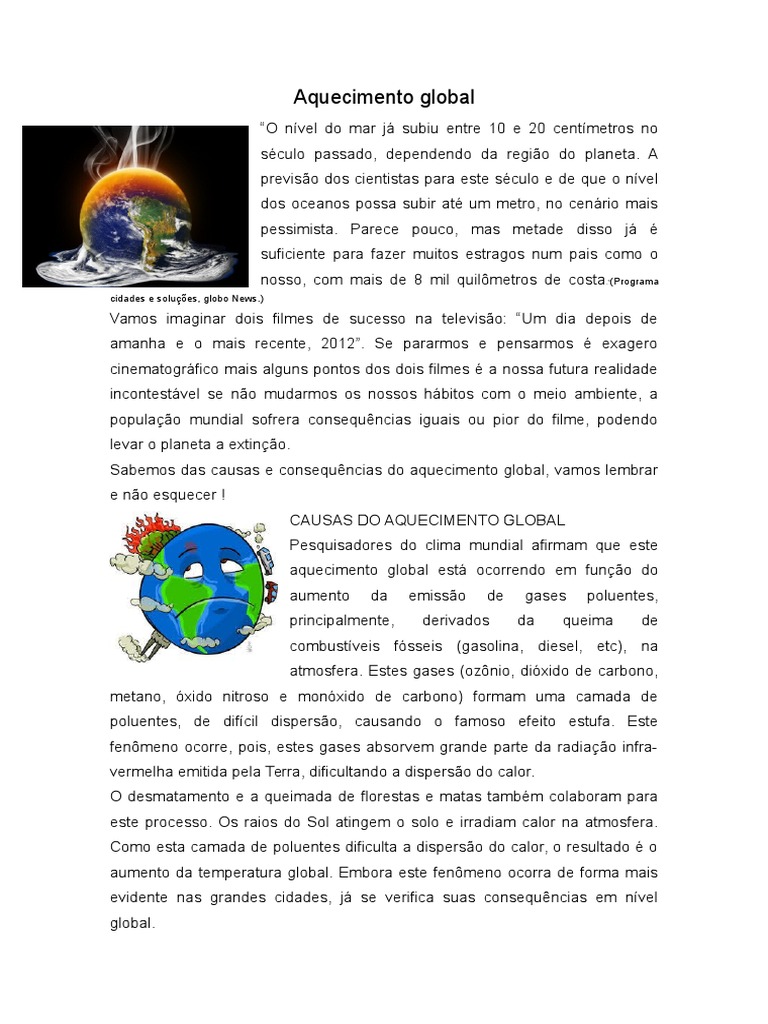 Aquecimento Global Texto Completo | Aquecimento Global | Poluição