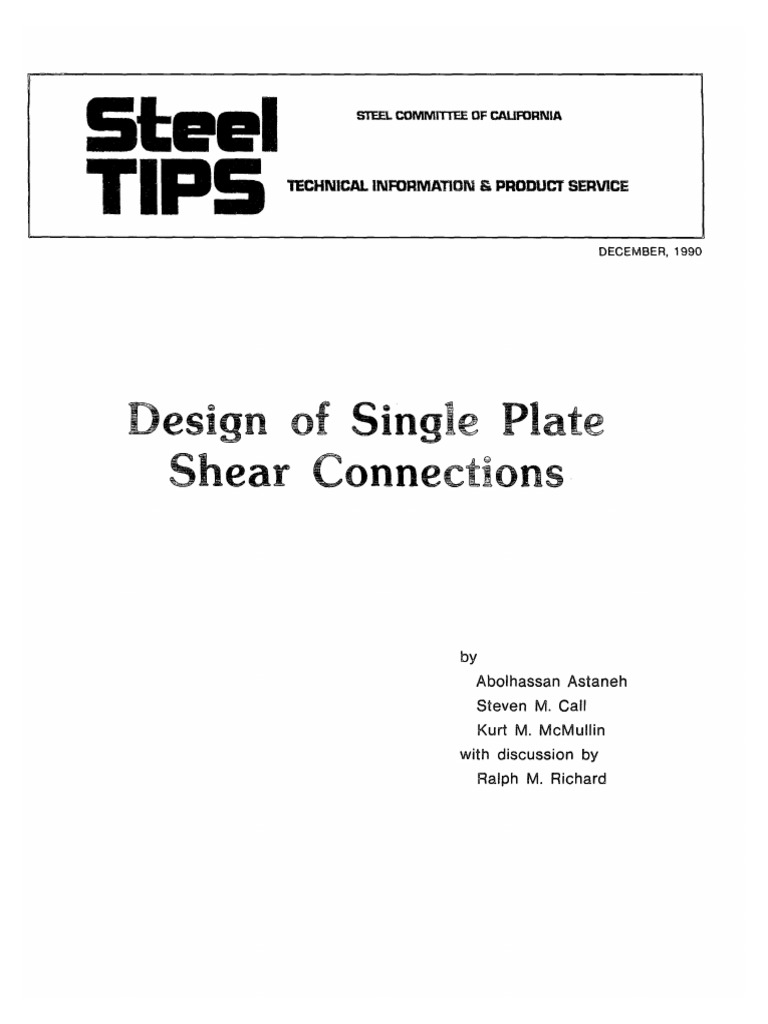 Single Plate Shear Connection Design | PDF | Strength Of Materials ...