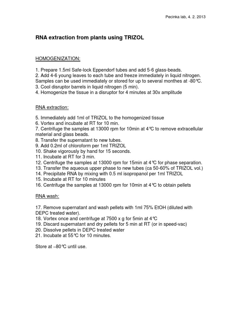Trizol Protocol Pdf : TRI Reagent® DNA/Protein Isolation Protocol – KZUNE
