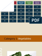 Food and Cooking Vocabulary Jeopardy Game