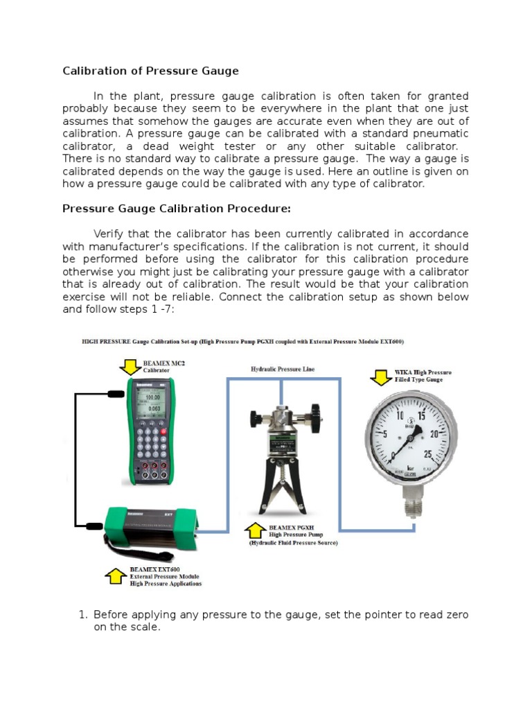 Calibration of Pressure Gauge PDF