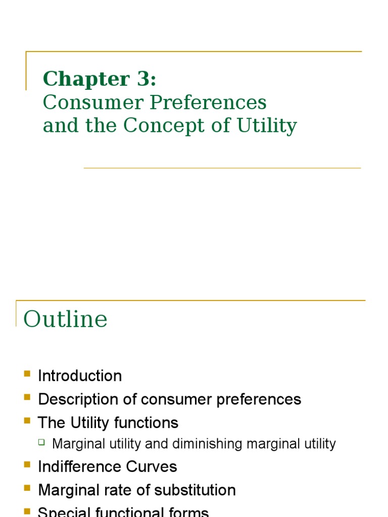 Consumer Preferences and Utility Concepts | PDF | Utility | Marginal ...