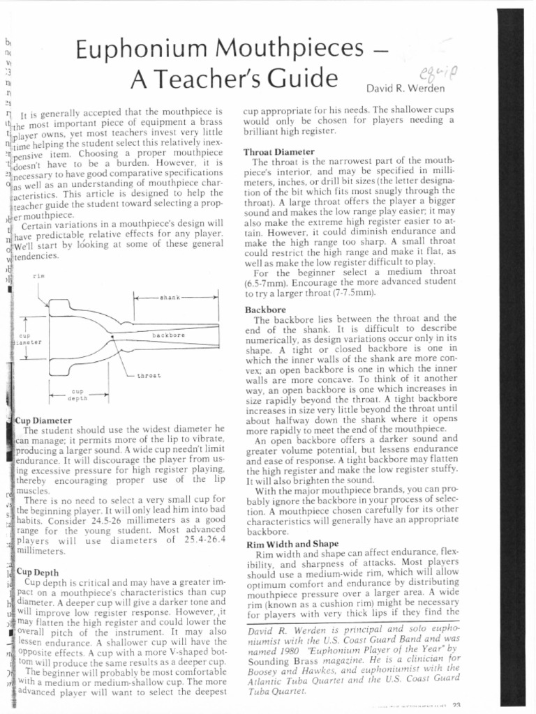 euphonium mouthpiece guide Trombone Brass Instruments