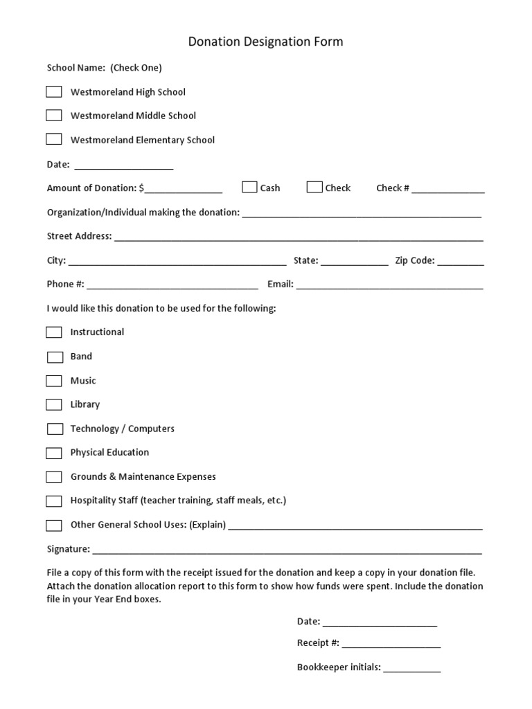 Donation Designation Form | PDF