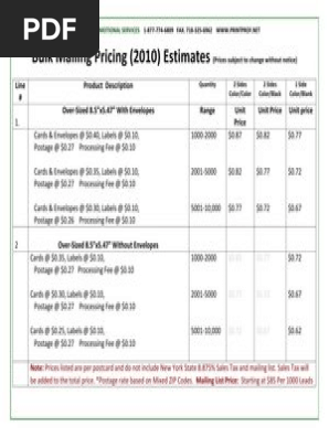 Bulk Mailing Pricing