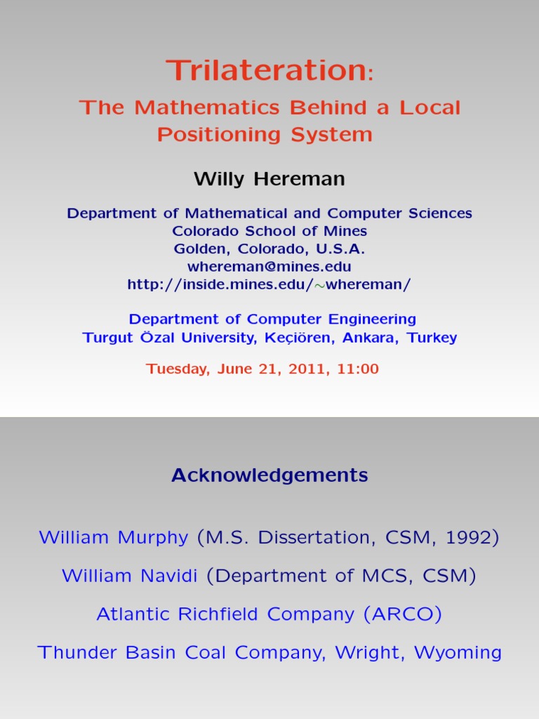 Trilateration Techniques at Ozal University | PDF | Statistics | Linear ...