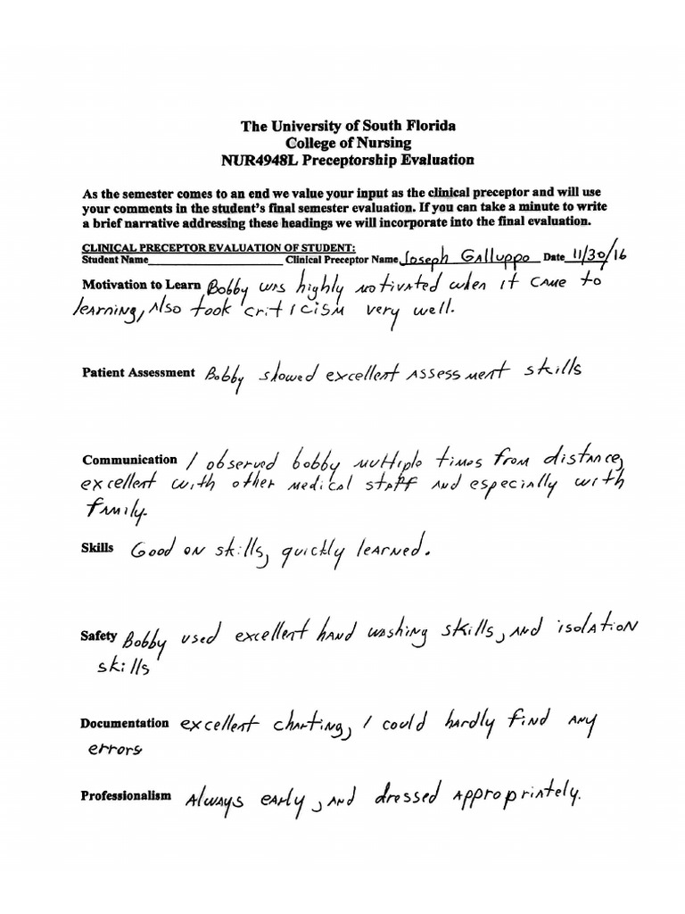 Preceptor Evaluation | PDF