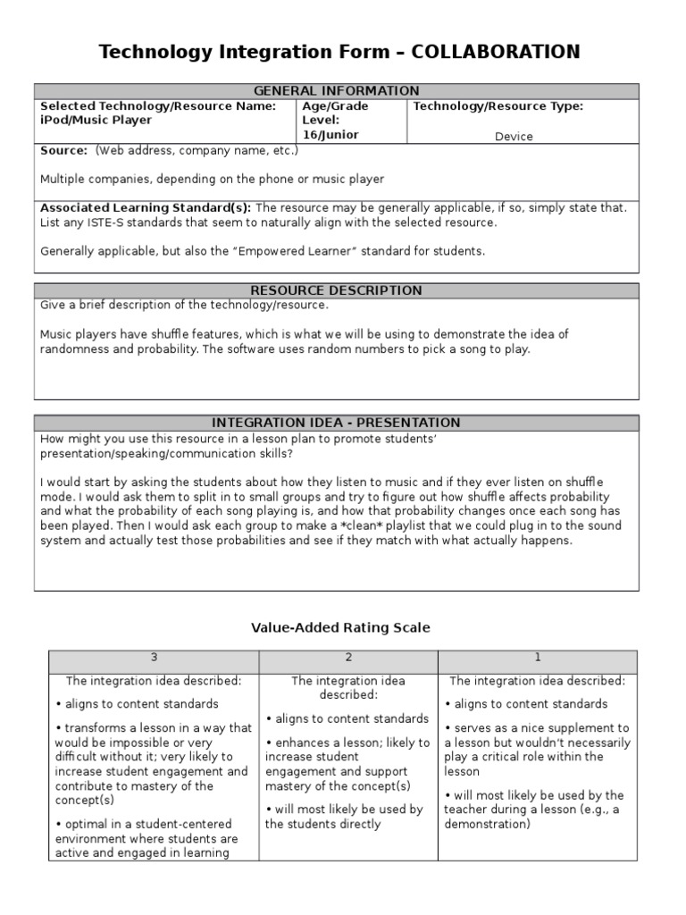 Technology Integration Collaboration Final | PDF | Pedagogy | Teaching