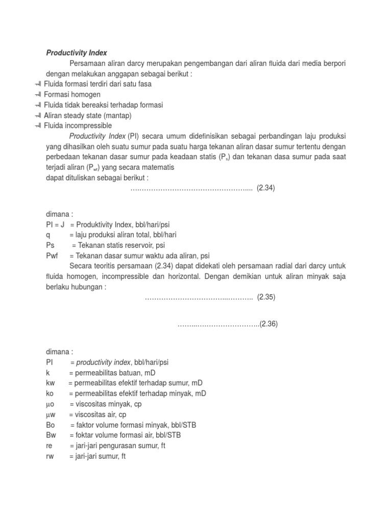 Rumus dan Analisis Productivity Index | PDF
