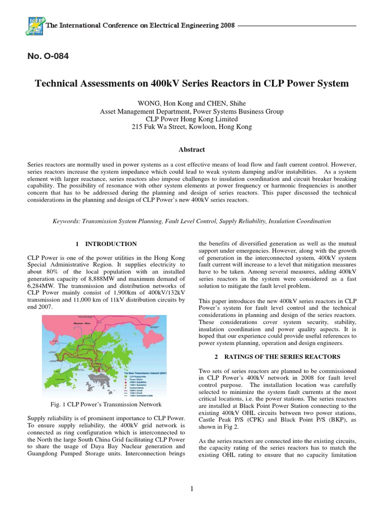 400kV Series Reactors in CLP Power | PDF | Electrical Substation | Switch