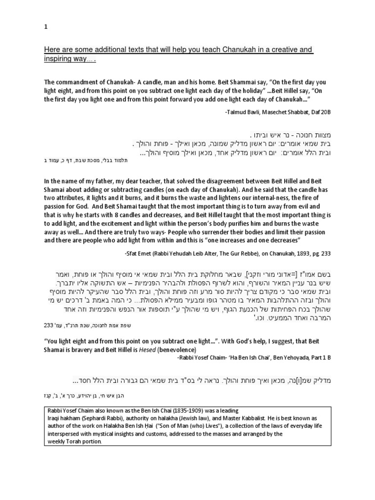 Texts For Sephardi Chanukah Text Section | PDF