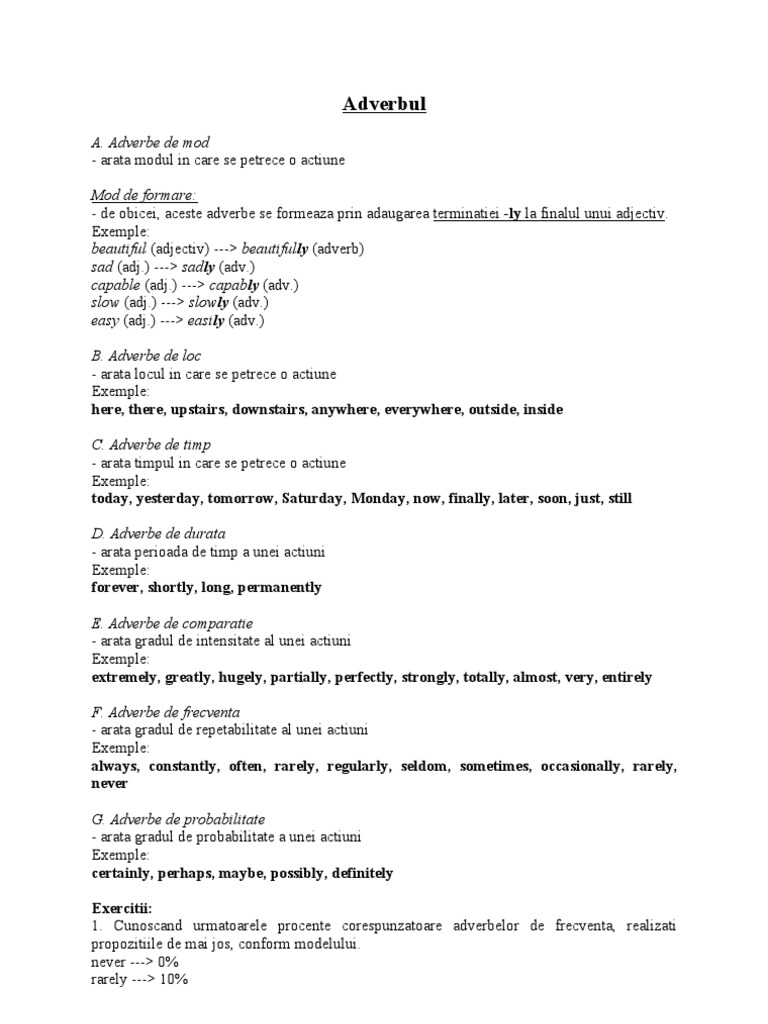 Adverbul Exercitii Pdf