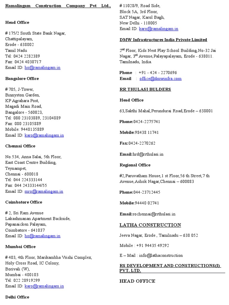 Construction Companies in Erode PDF