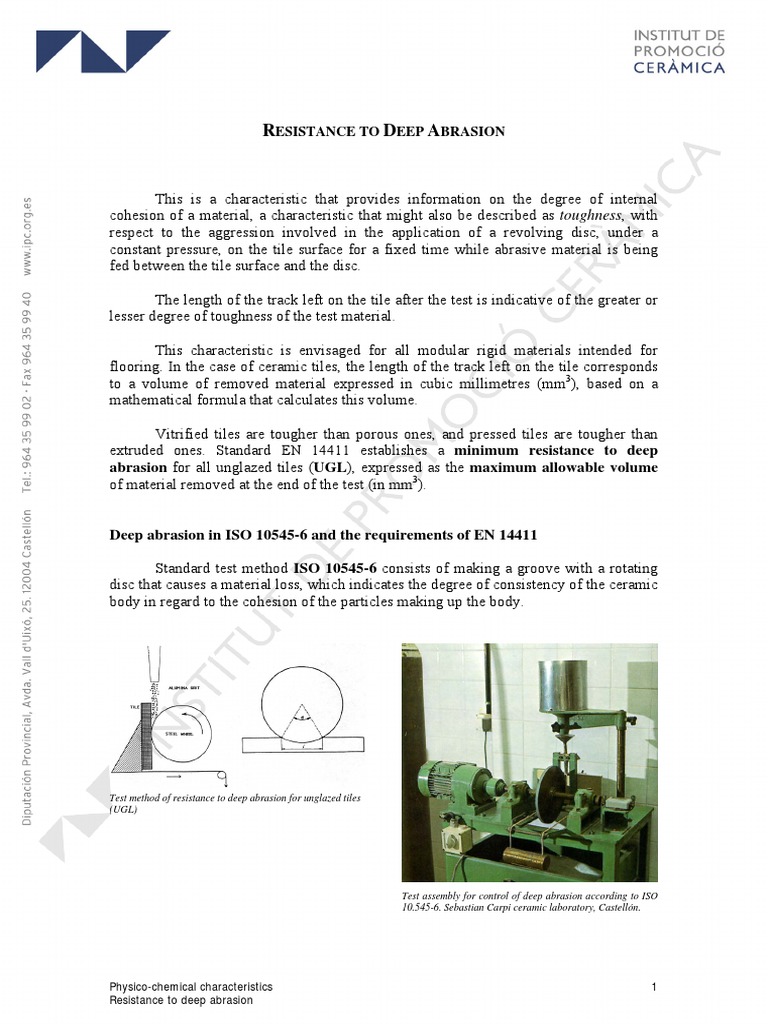 Resistance To Deep Abrasion PDF Wear Volume