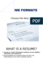 Resume Formats: Choose The Best... !!