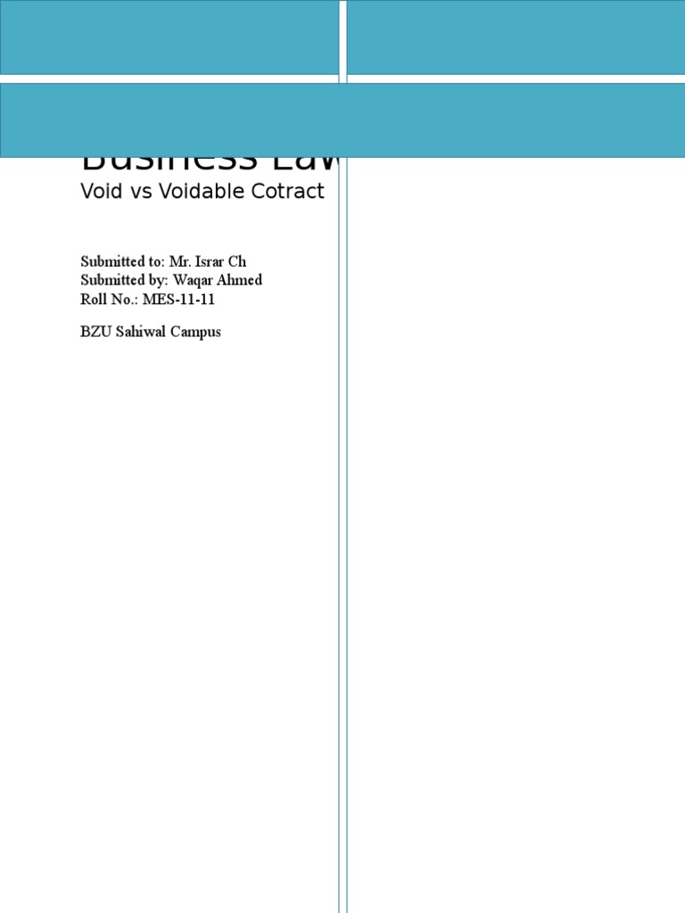 Business Law: Void Vs Voidable Cotract | PDF