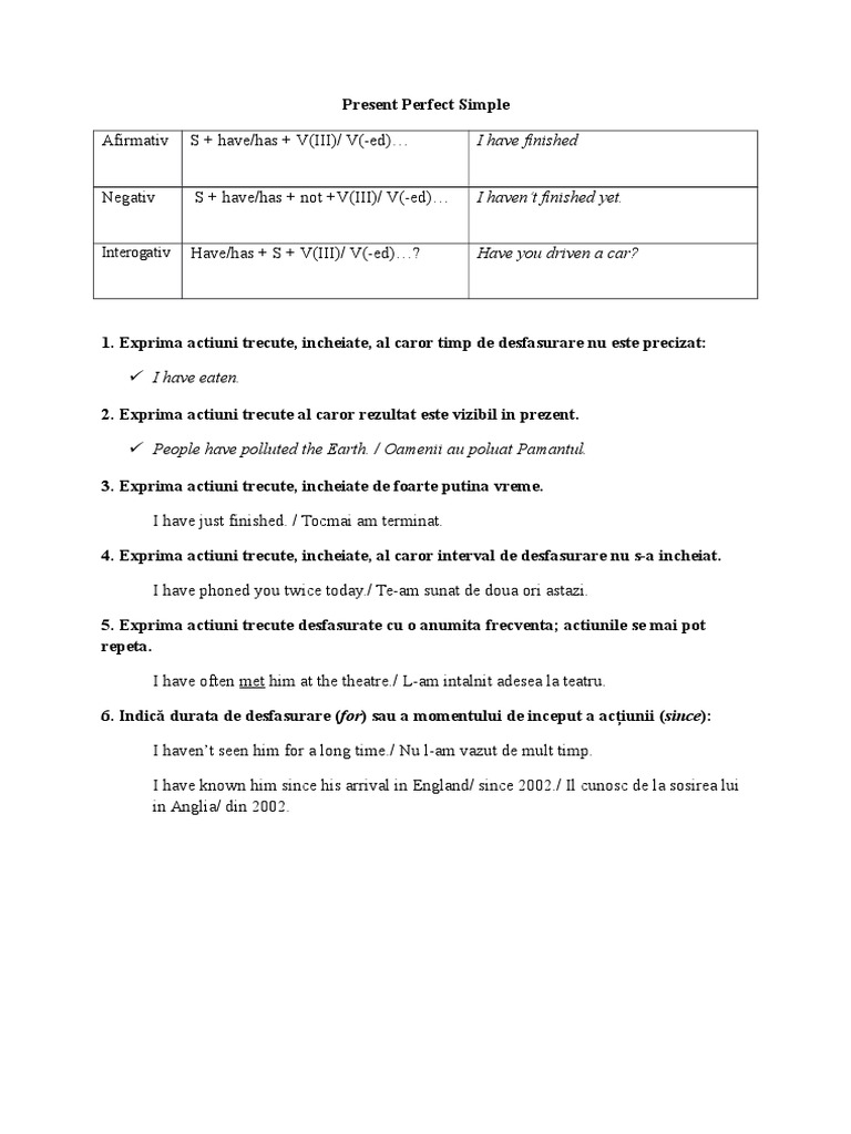 Understanding Present Perfect Simple | PDF | Language Arts & Discipline