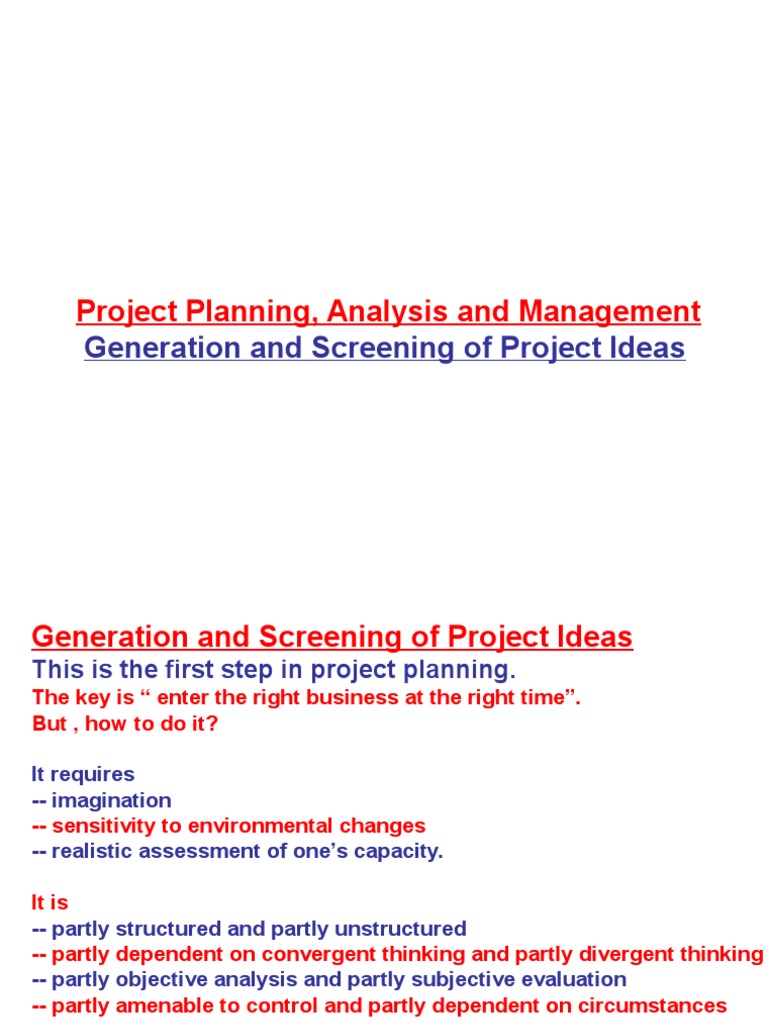 Project Idea Generation and Screening Guide | PDF | Competition | Real ...