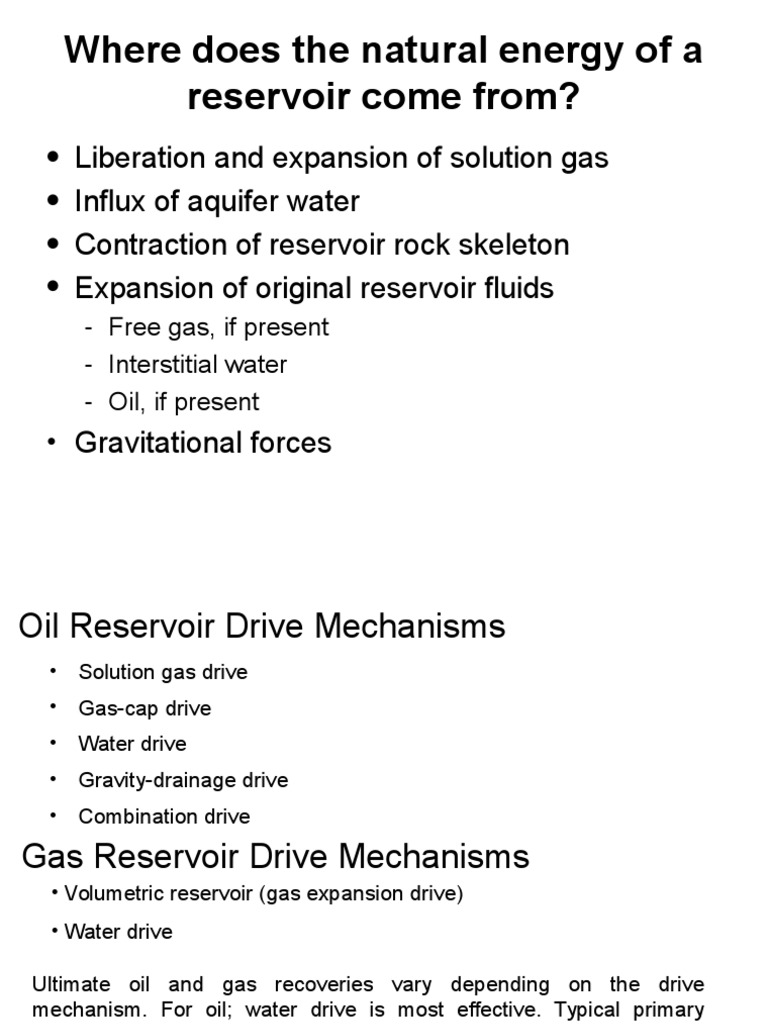 Reservoir Drive Mechanisms PDF Petroleum Reservoir Extraction Of