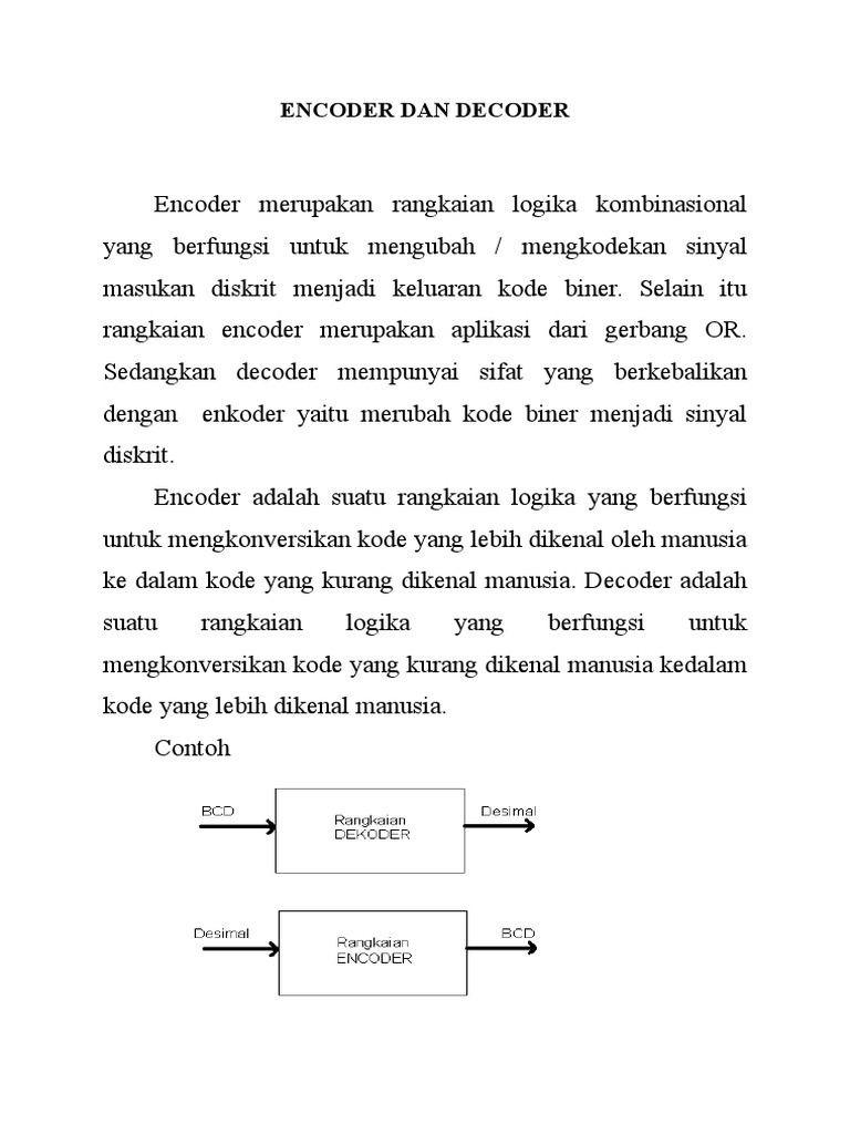 ENCODER DAN DECODER: KONVERSI KODE DIGITAL | PDF