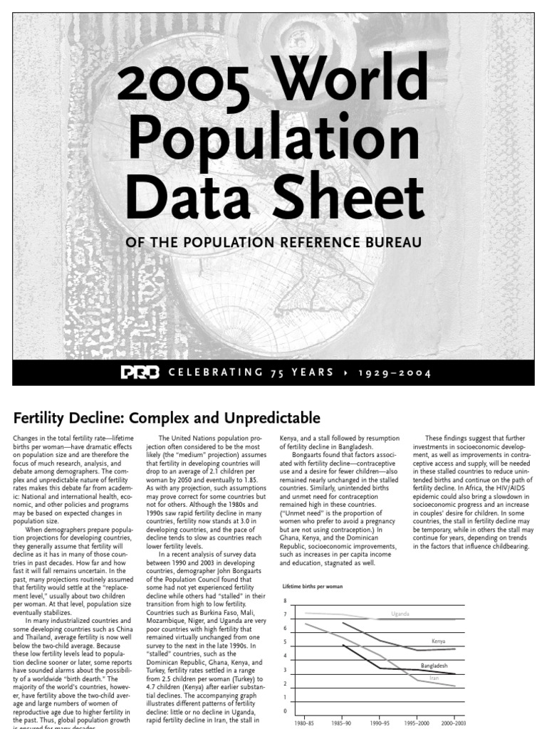 2005 World Population Data Sheet Of The Population Reference Bureau