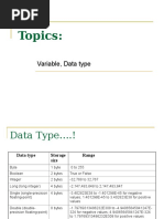 Topics:: Variable, Data Type