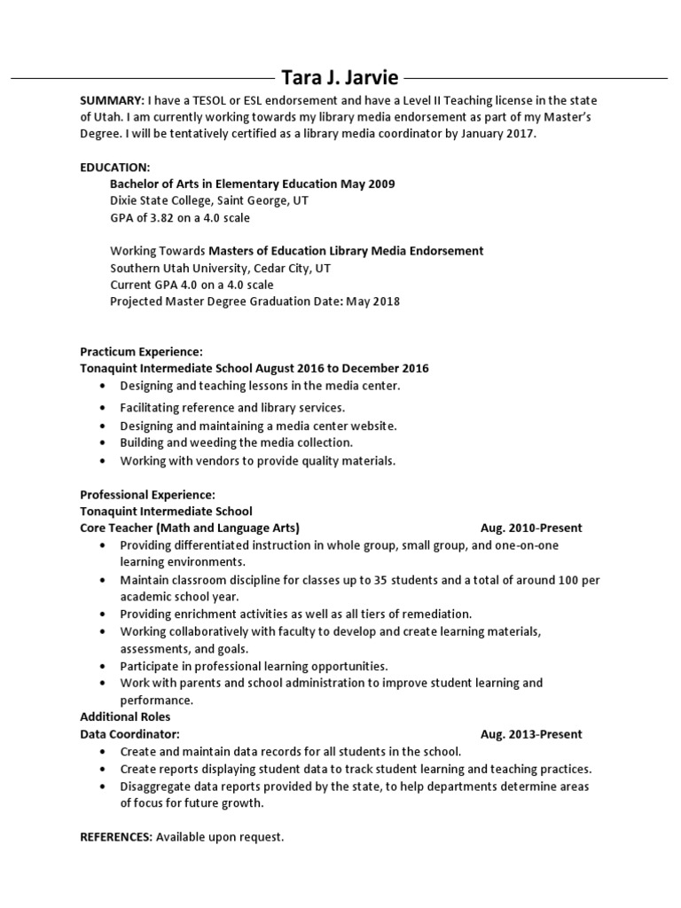Tara J Resume 2016 | PDF