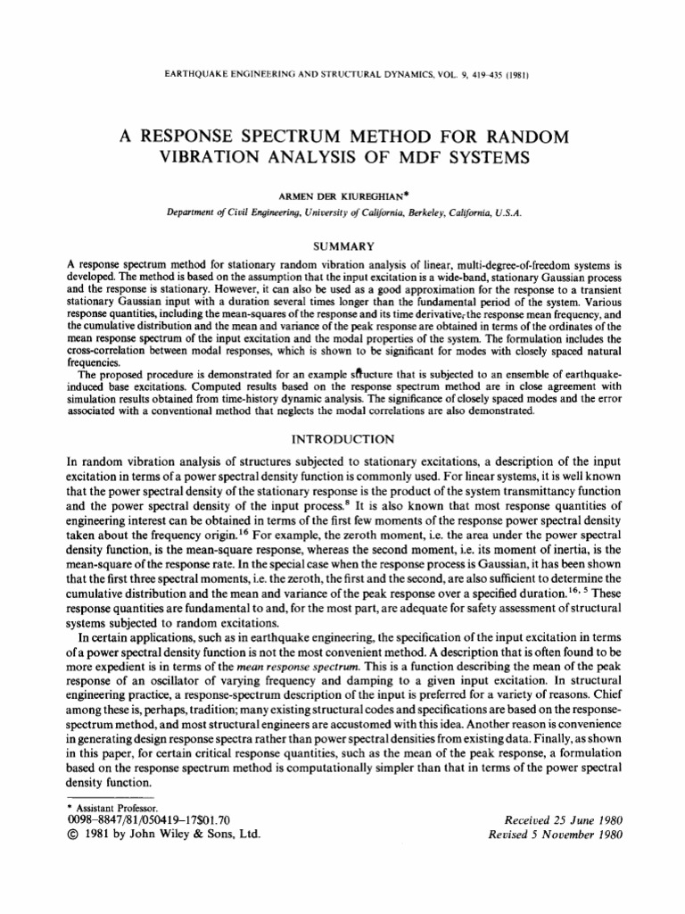Random Vibration Analysis for MDF Systems | PDF | Spectral Density ...