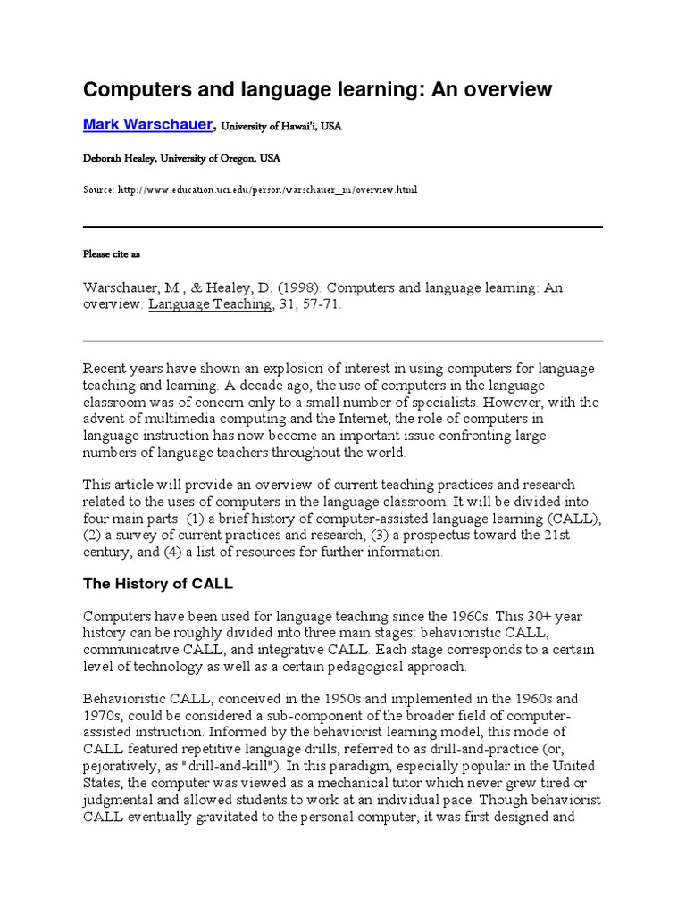 CALL and Language Learning - pdf-1 | PDF | English As A Second Or ...