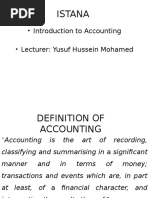 Istana: - Introduction To Accounting - Lecturer: Yusuf Hussein Mohamed