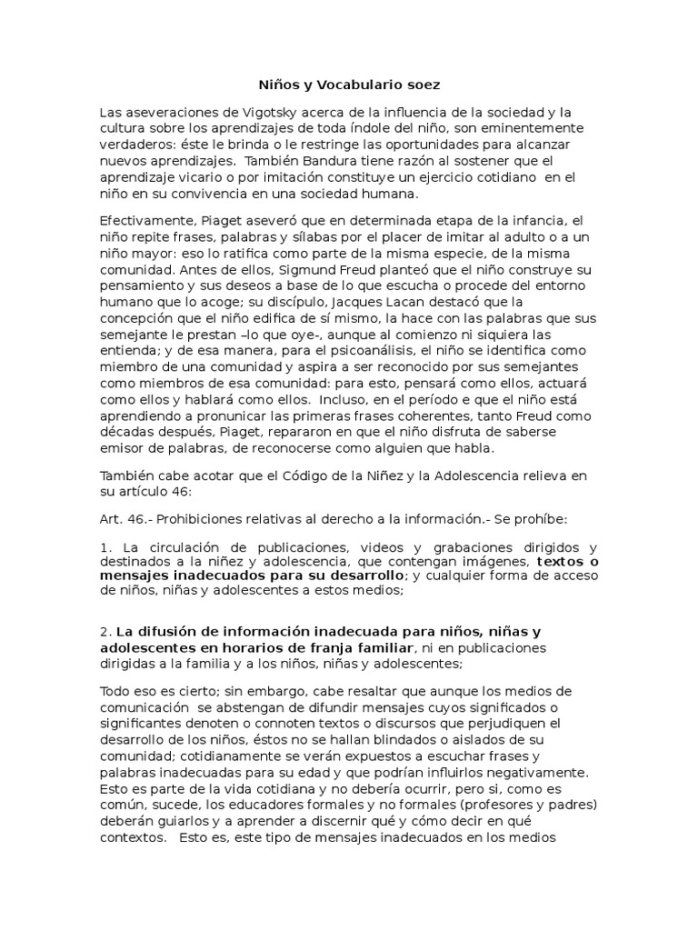 Niños y Vocabulario Soez | Descargar gratis PDF | Adolescencia