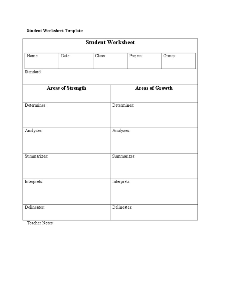 Student Worksheet: Areas of Strength Areas of Growth | PDF