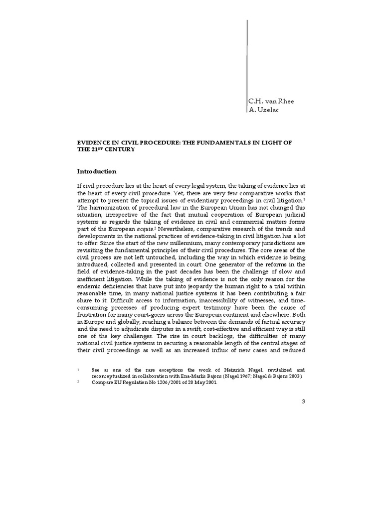 Evidence in Civil Procedure The Fundamen PDF | PDF | Evidence (Law ...