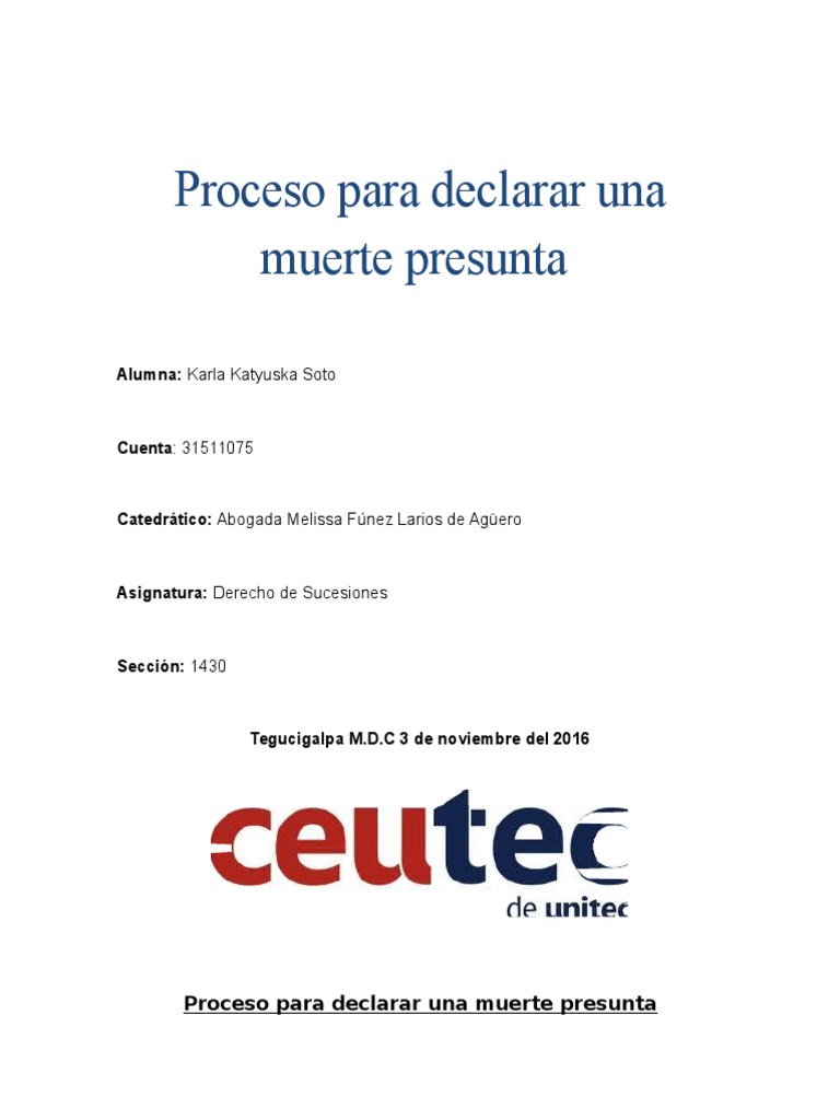 Tarea Semana 3 Proceso para Declarar Una Muerte Presunta | PDF